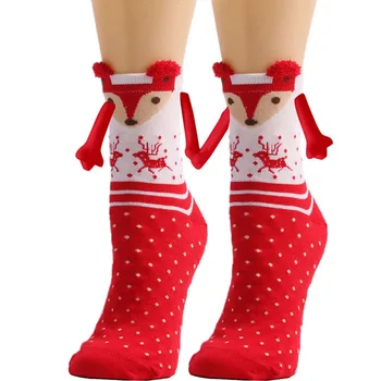 Рождественская рука, держащая носки, рождественская тематика, мультфильм, принт, унисекс, забавные носки для Дня святого Валентина, рождественские подарки