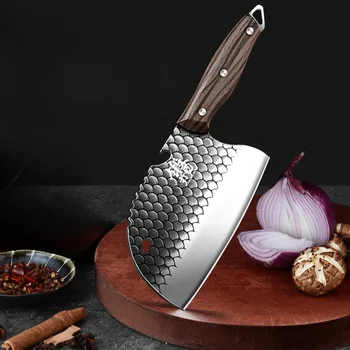 Кованый измельчитель Бытовой нож для разделки рыбы с круглой головкой, кухонный специальный многоцелевой нож, наружный нож TB9195
