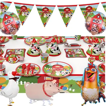 Украшения для фермерских вечеринок Асьенда Животные Ходьба Воздушные шары Усадьба Обеденная тарелка Детский душ Детские товары для мальчика на день рождения