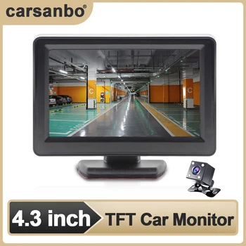 Carsanbo 4,3-дюймовый автомобильный монитор заднего вида беспроводной передатчик и приемник RCA Автомобильная система парковки заднего вида проста в установке