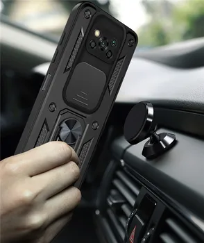 Для Xiaomi Pocophone Poco X3 NFC X4 GT X5 Pro Магнитный автомобильный держатель Кольцо Противоударный бронированный чехол для Poco C3 C40 F3 F4 M3 M4 M5 5G