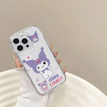 Kuromi Sanrio прозрачный чехол для телефона в стиле аниме для iPhone 15 14 13 12 11 Pro Max Xr X 7 8 14 Plus Чехол Симпатичный мультяшный противоударный чехол