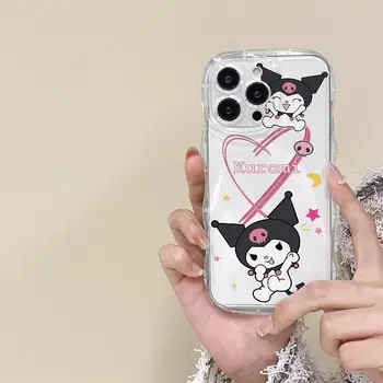 Kuromi Sanrio прозрачный чехол для телефона в стиле аниме для iPhone 15 14 13 12 11 Pro Max Xr X 7 8 14 Plus Чехол Симпатичный мультяшный противоударный чехол