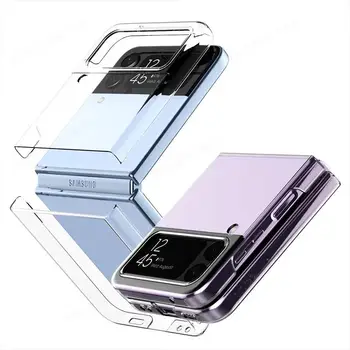 Для Samsung Z Flip 5 4 3 5G Прозрачный чехол для телефона Прозрачная жесткая крышка для ПК с защитой от детонации для Samsung Z Flip5 Flip4 Flip3 Bumper Fundas