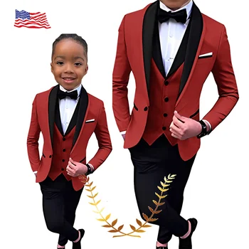 Красный Мужской костюм из 3 частей (пиджак, брюки, жилет, галстук) Свадебный смокинг жениха, облегающий крой, красивая мужская одежда, одежда для родителей и детей