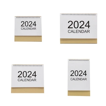 2024 Мини-настольный календарь для подарков и украшения дома Блоки из плотной бумаги с линейкой Настольный календарь Ежемесячный обзор