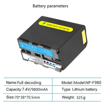 NP-FZ100 Фиктивная батарея + Пластина адаптера батареи NP-F w PD30W NP-F980 Батарея для Sony a6600 a7C A7M3 A7RM3 A7RM4 A7SM3 a9 A9M2