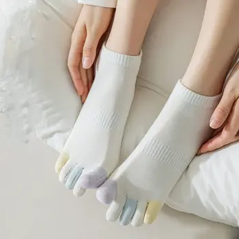 Дышащие невидимые хлопчатобумажные носки с раздвоенными носками Летние носки в стиле пэчворк Пять пальцев Носки для чулочно-носочных носков Женские носки