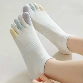 Дышащие невидимые хлопчатобумажные носки с раздвоенными носками Летние носки в стиле пэчворк Пять пальцев Носки для чулочно-носочных носков Женские носки