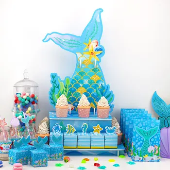 Подставка для кексов на тему хвоста русалки для держателя угощения на день рождения девушек под водой