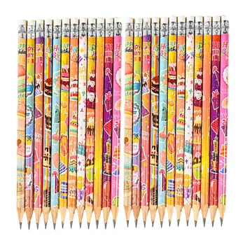 Карандаши для учителей Веселые праздничные карандаши на день рождения 24 деревянных карандаша с верхними ластиками для детских принадлежностей на день рождения Favors Clean