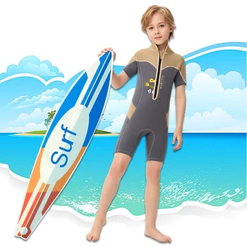 Профессиональный неопреновый гидрокостюм 2,5 мм для детей с коротким рукавом для серфинга купальник для мальчиков и девочек для пляжного дайвинга