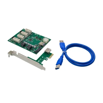 ST411 ASM1184 PCIe x1 USB3.0 на 4 слота PCI 1X Riser Card ASM1184
