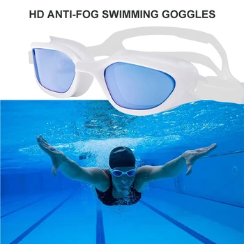 Защита от запотевания Защита от ультрафиолета Водонепроницаемые силиконовые очки для плавания Мужчины Женщины Большая Рама HD Очки для плавания с покрытием Линза