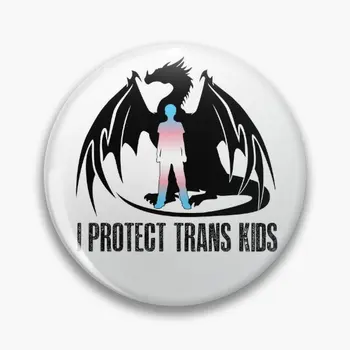 I Protect Trans Kids Dragon Soft Button Булавка Декор Подарок Милые Женщины Шляпа Мультфильм Одежда Креативный Значок Брошь Воротник Мода