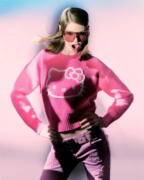 Аниме Kawaii Sanrio Hello Kitty Новый милый мультфильм женский вязаный свитер осенняя одежда Boleme Fashion Простой эстетический пуловер