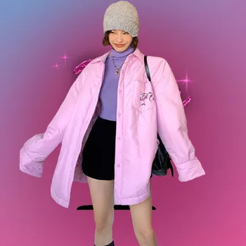 Новая мода Барби Кукла Хлопковое пальто Симпатичная красота Y2K Ультра легкая рубашка Студент Повседневная розовая куртка Подарок на день рождения 2023 Зима
