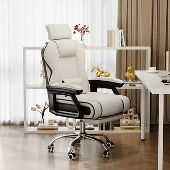 Удобный роскошный офисный стул Мягкая набивка Поворотная высокая спинка Эргономичный офисный стул Реклайнер Подставка для ног Silla Gamer Офисная мебель