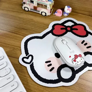 Kawaii Hello Kitty Sanrio Коврик для мыши Аниме Kuromi Резиновая подушка Резиновая Портативная Высокая Лицевая Ценность Модный Офисный Настольный Коврик