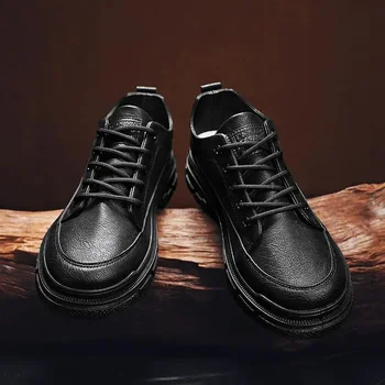 Мужская обувь Осень Черные Повседневные Кроссовки Спортивные Черные Кухня Шеф-повар Кожаная обувь Рабочая модная обувь