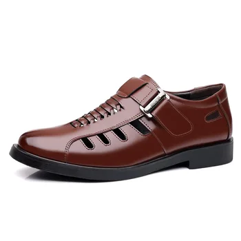  Летний бизнес Новые мужские сандалии Большой размер Полая дышащая формальная обувь Обувь с отверстием