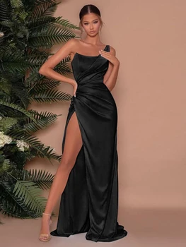 Женское женское платье на одно плечо Женское золотое без бретелек Мода Сексуальные элегантные вечерние вечерние мини-платья для женщин 2022