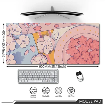 Kawaii Mousepad Коврик для мыши из натурального каучука Большой симпатичный коврик для мыши ПК Gamer Accesorios Настольные коврики Ноутбук Офисный стол Коврики 90x40 см