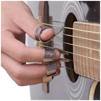 3 металлических медиатора + 1 медиатор для большого пальца Набор гитарных медиаторов для гитары Dobro Banjo и т. Д.