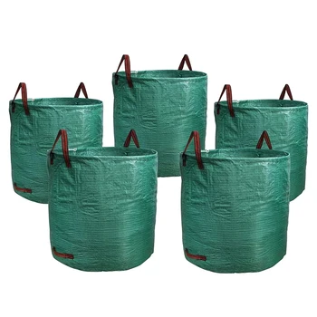 5Pack 72 галлона Садовый мешок для мусора с ручками,Сверхмощный мешок для мусора для газонного бассейна для загрузки листа,Дворовые отходы (H30 дюймов x D26 дюймов) Прочный