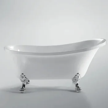 Белая акриловая ванна Современная автономная ванна с серебряными удобными ваннами, поддерживающими ножки