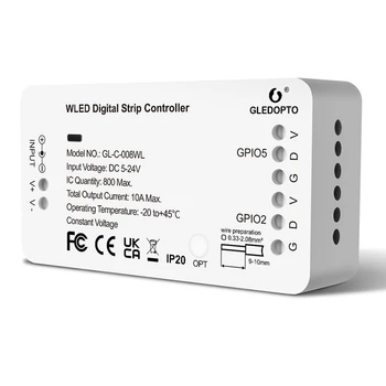 HLZS-GLEDOPTO WLED Strip Controller Светодиодная подсветка Более 100 режимов динамического освещения DIY Wi-Fi APP Control 800 IC RGB RGBW Концентратор не нужен