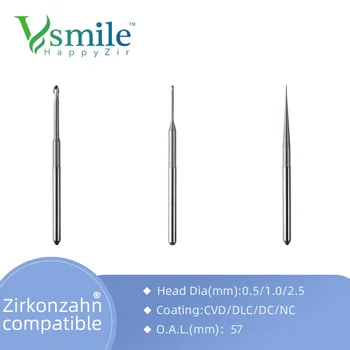Vsmile Zirkonzahn Стоматологические фрезерные инструменты для резки диоксида циркония, ПММА, воска с покрытием DLC / DC CAD CAM Zirkonzahn