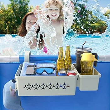 2 комплекта корзины для хранения у бассейна Корзина для хранения над бассейном + держатель для стакана для бассейна для наземных бассейнов