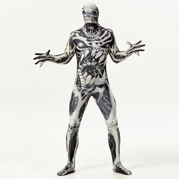 Хэллоуин 3D-печать скелет страшный косплей ужасы комбинезон с длинным рукавом дьявол зомби костюмы