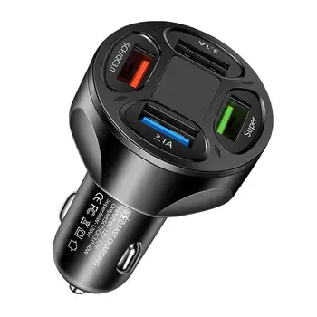 Smart Chip Прочное 4-портовое автомобильное зарядное устройство USB-разъем Стабильный выход USB-зарядное устройство Plug-and-Play Автомобильные принадлежности