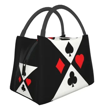 Poker Four Suit Изолированная сумка для обеда для женщин Игроки в карточные игры Многоразовый кулер Термо Bento Box Работа Путешествия