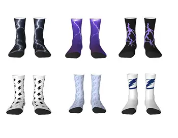 Фиолетовые чулки с молнией Harajuku Desgin Custom Gothic Socks Spring Non Skid Носки Унисекс На открытом воздухе Спортивные удобные носки