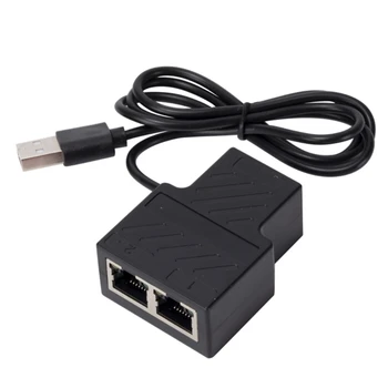 Адаптер разъема Ethernet 100 Мбит/с Разветвитель USB TypeC 5 В, от 1 до 2 адаптеров-удлинителей RJ45