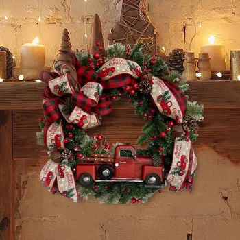  Рождественский искусственный цветочный венок с красными ягодами Украшение венка для праздничной стены Фермерский дом Фестиваль Праздник