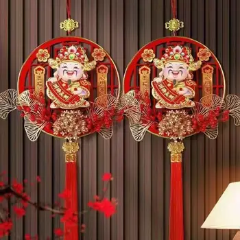 2024 Китайский Новый год Красный висячий кулон Бог богатства Двухслойный 3D Весенний фестиваль Кисточка Фортуна Кулоны для лунного года