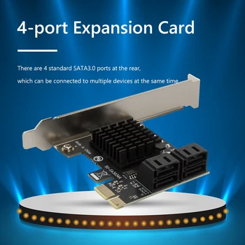 4-портовый контроллер расширения PCI Express - SATA 3.0 Поддержка твердотельных накопителей и жестких дисков с низкопрофильным кронштейном и 4 кабелями SATA