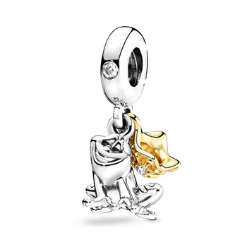 Fit Pandora Disney Tiana Frog Prince Кулон Принцесса и лягушка Подвески для ювелирных изделий Женские аксессуары для браслетов DIY