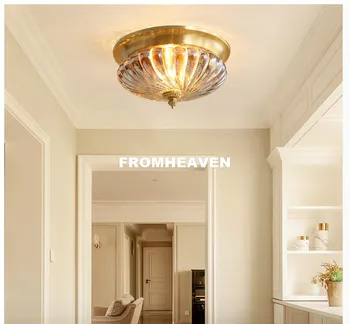 Бесплатная доставка D30cm H17cm Art Decration 90-265V Bronze Crystal Style Design Потолочный светильник Медный блеск E27 Светодиодное потолочное освещение