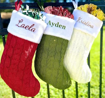 Рождественские чулки Персонализированные вязаные рождественские чулки с именем Рождественские чулки, Рождественский подарок, Рождественские носки