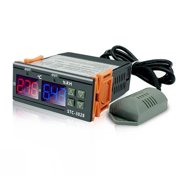 STC-3028 Двойной цифровой термостат Термометр с контролем температуры и влажности Контроллер гигрометра Инкубатор переменного тока 110-220 В постоянного тока 12 В 24 В