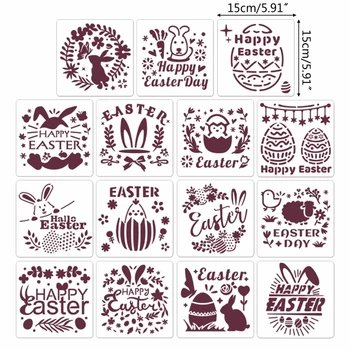 15 штук Трафареты пасхального кролика Многоразовые шаблоны ПЭТ для мебели Настенный декор