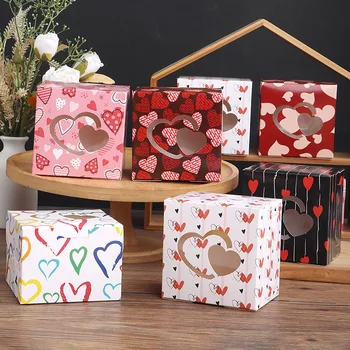 Сюрприз Lucky Box Square Подарочная коробка ко Дню святого Валентина с сердцем ПВХ Окно Конфеты Печенье Коробки