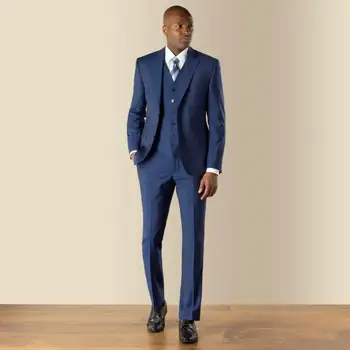 Изготовленные на заказ костюмы темно-синих мужчин для свадебного жениха смокинги 3 шт. (куртка + брюки) Лучший мужской блейзер Выпускной костюм