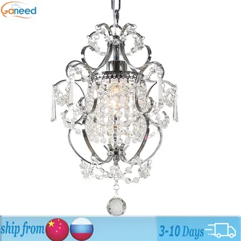 Ganeed Crystal Мини-люстра Маленькая подвесная лампа Хромированный потолочный светильник Подвесной столовая Кухня Спальня Кофейня Крытый