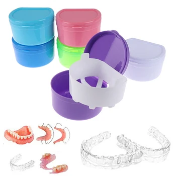 1 шт. D-образная коробка для хранения зубных протезов Пластиковая коробка для хранения зубов Коробка для чистки полости рта Коробка для зубных протезов для душа Подвесной сетчатый контейнер для зубных протезов